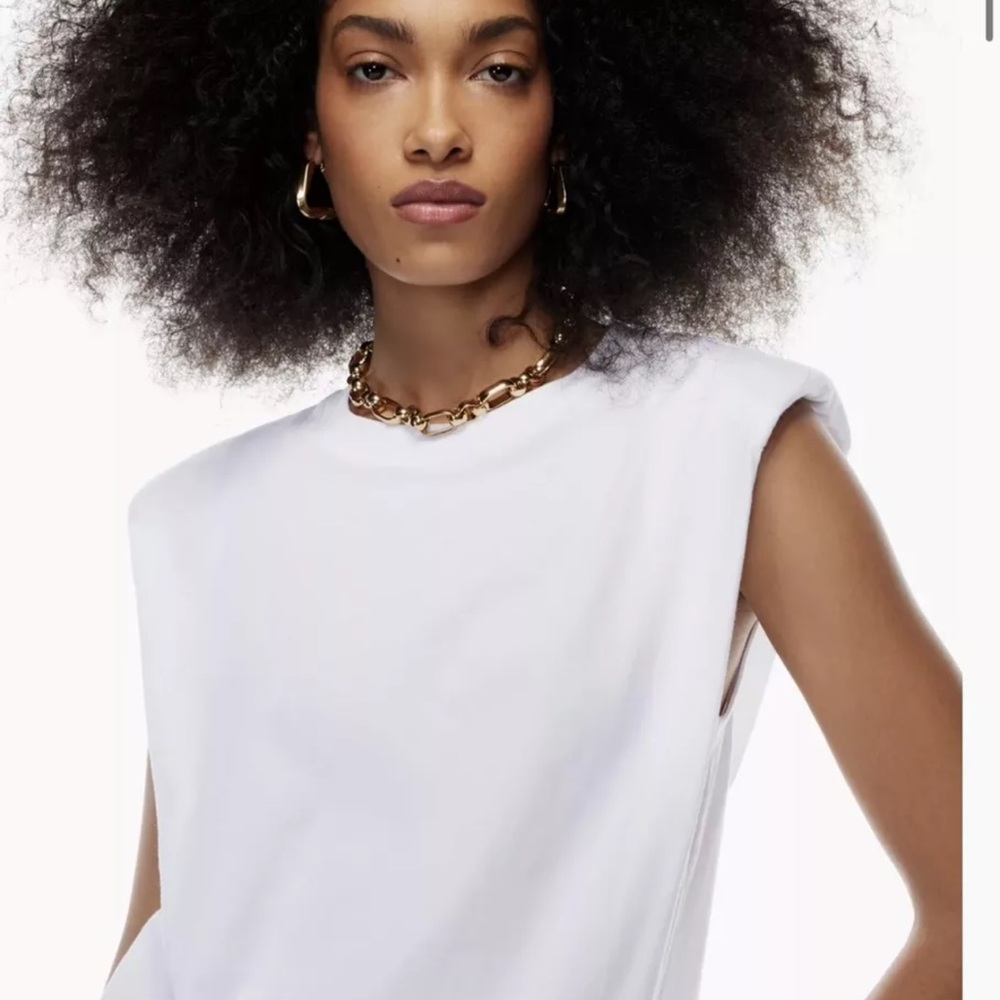 babaton white shoulder pad tank top